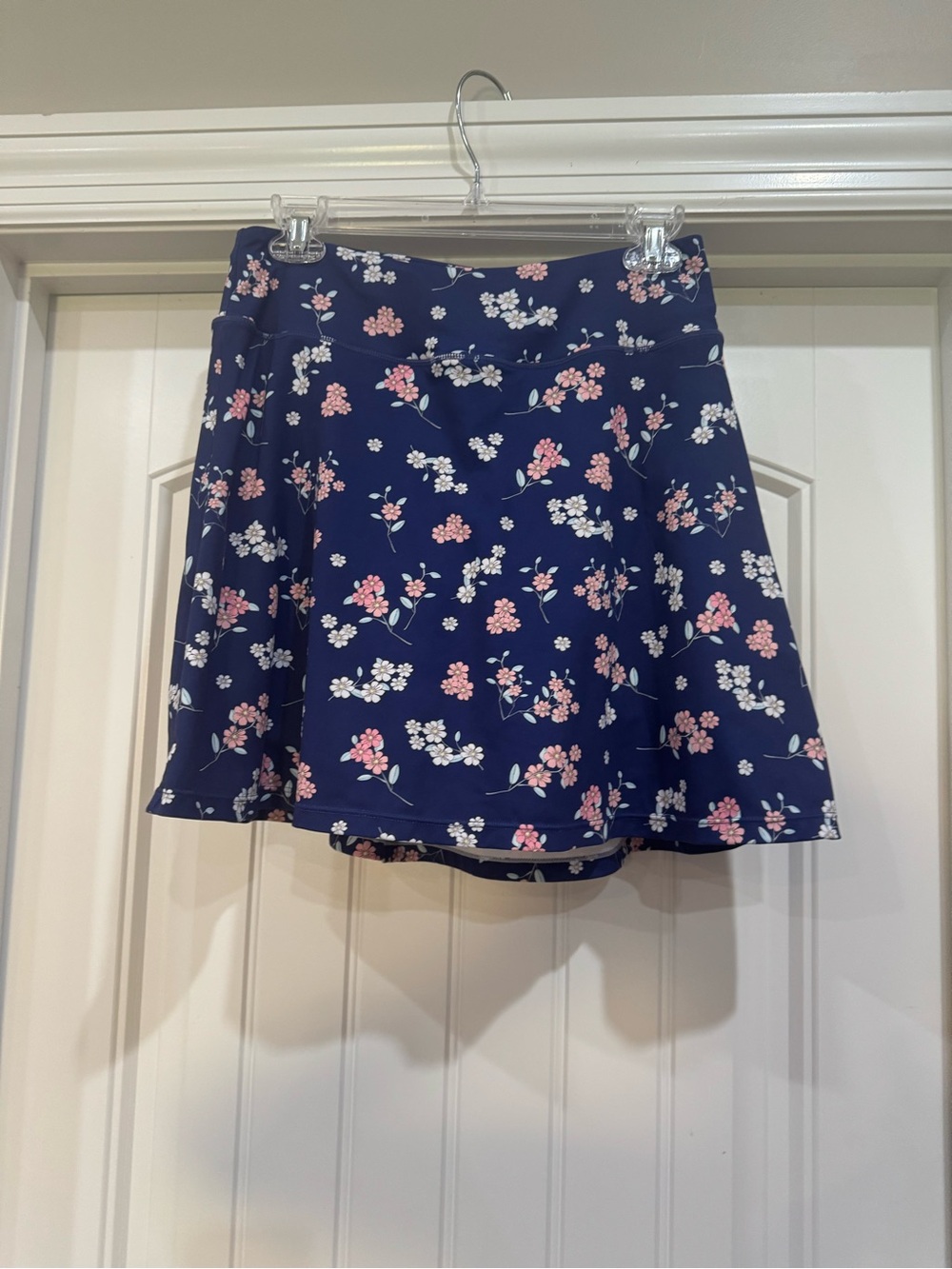 Navy Floral Skort with Pink & White Blossoms - Women's